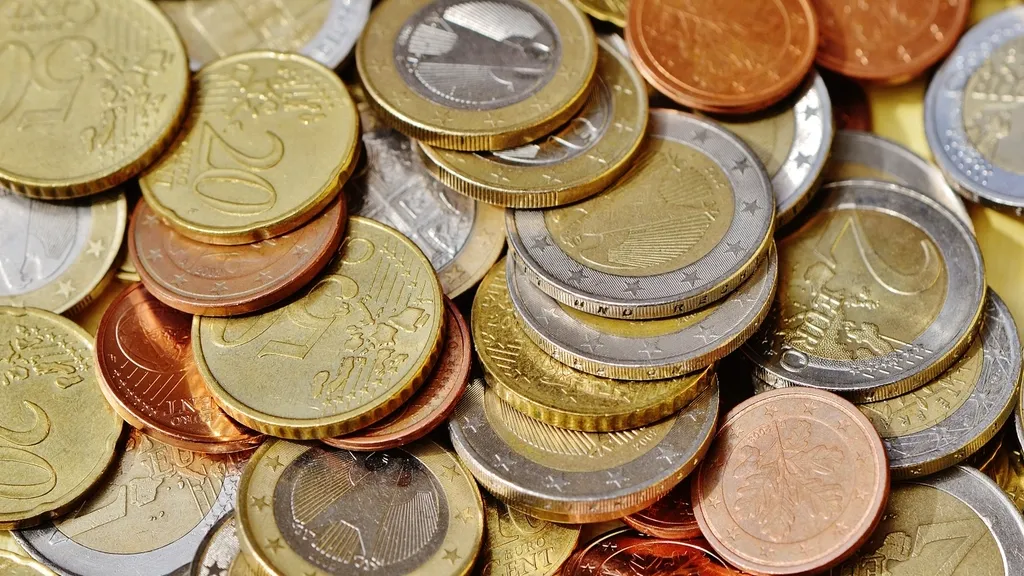 A pile of euro coins